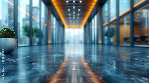 Modern Office Hallway and Meeting Room Interior Generative AI