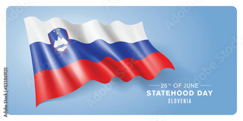 Slovenia statehood day vector banner, greeting card