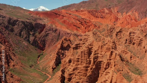 A bird's-eye view of the amazing landscapes of the Konorchek canyons, stretching for many kilometers. You can get to the Canyons only through the labyrinths of rocks along the bed of a dried-up river. photo