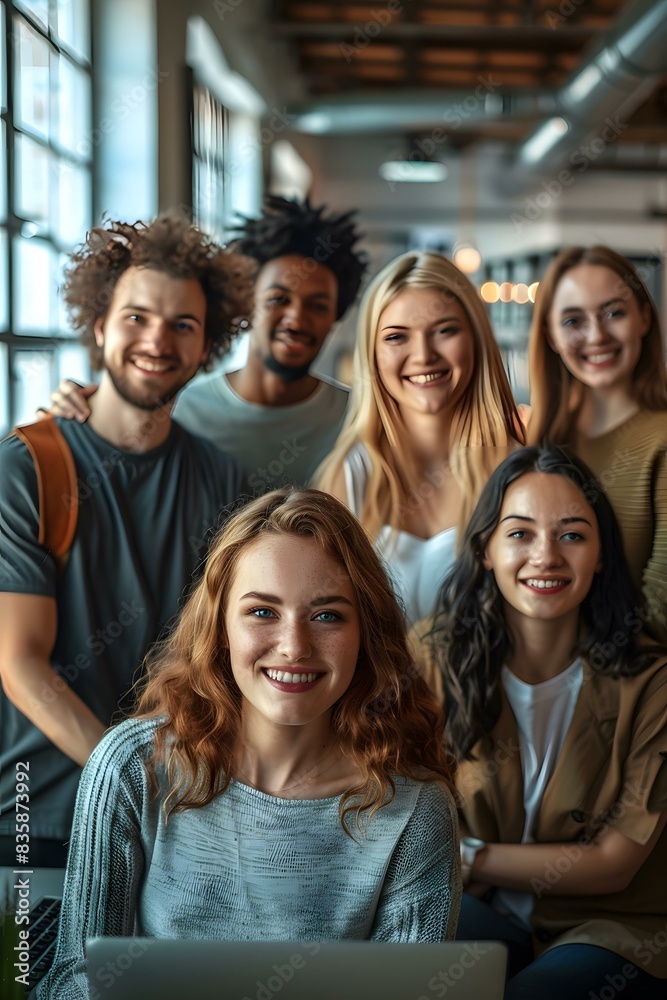 Fototapeta premium portrait of a group of young people smiling