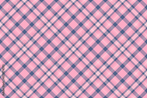 Linen textile pattern fabric, womens fashion texture plaid tartan. Path background vector check seamless in light and blue colors.