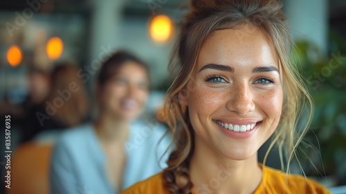 women employee smile and laugh while planning a strategy in a marketing and advertising office diversity collaboration and teamwork as worker support. stock image