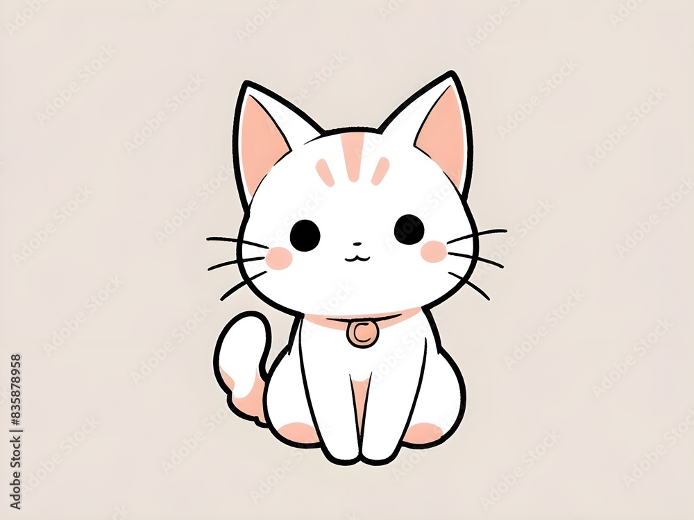 Obraz premium Cute cat kawaii vector icon illustration
