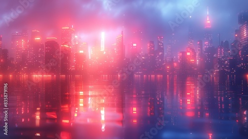 Vibrant Cityscape with Abstract Light Background Generative AI