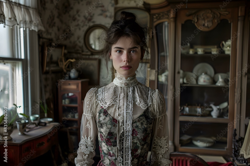 Obraz premium portrait of a young woman in a vintage dress
