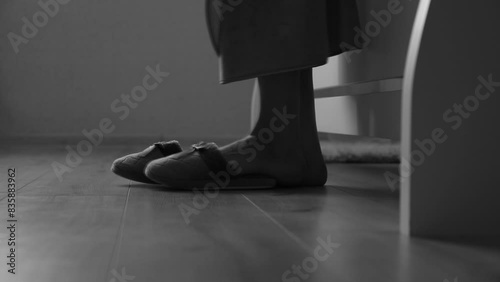 Woman legs bed. Good morning. Happy day. Life. Video. Good morning. 
