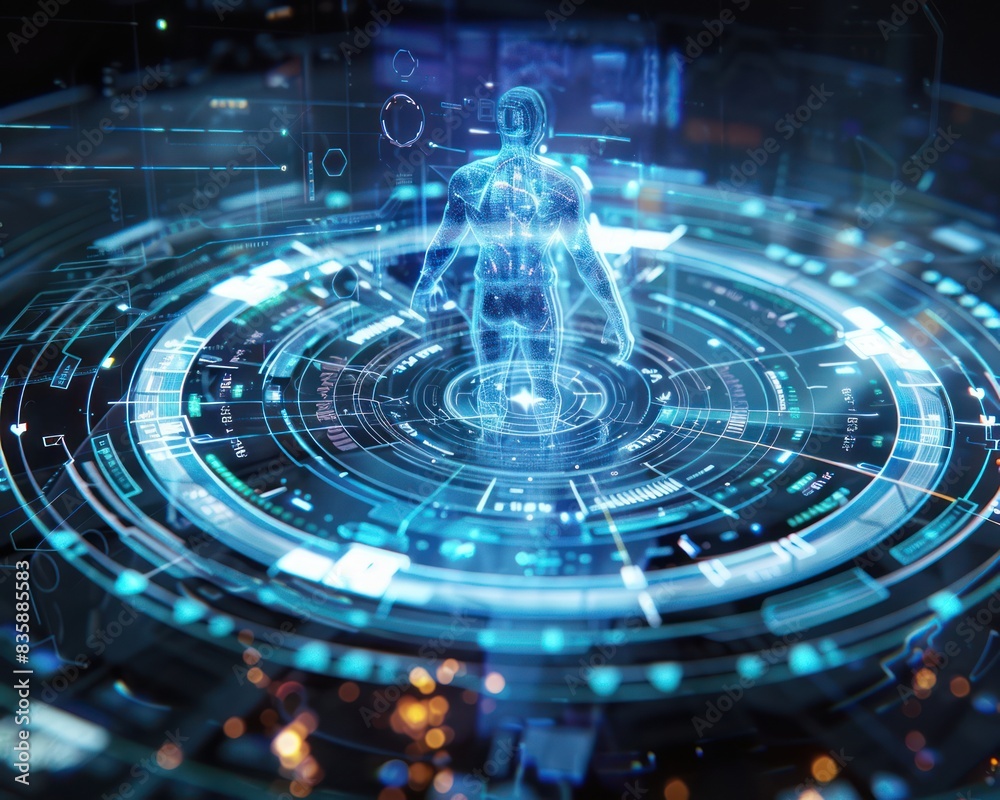 Futuristic Digital Interface with Hologram Futuristic Digital Interface with Hologram