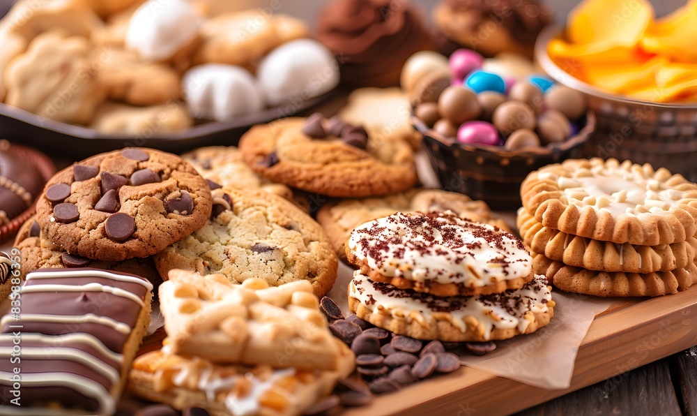 Sweet treats including cookies biscuits and creamy snacks, Generative AI Sweet treats including cookies biscuits and creamy snacks, Generative AI