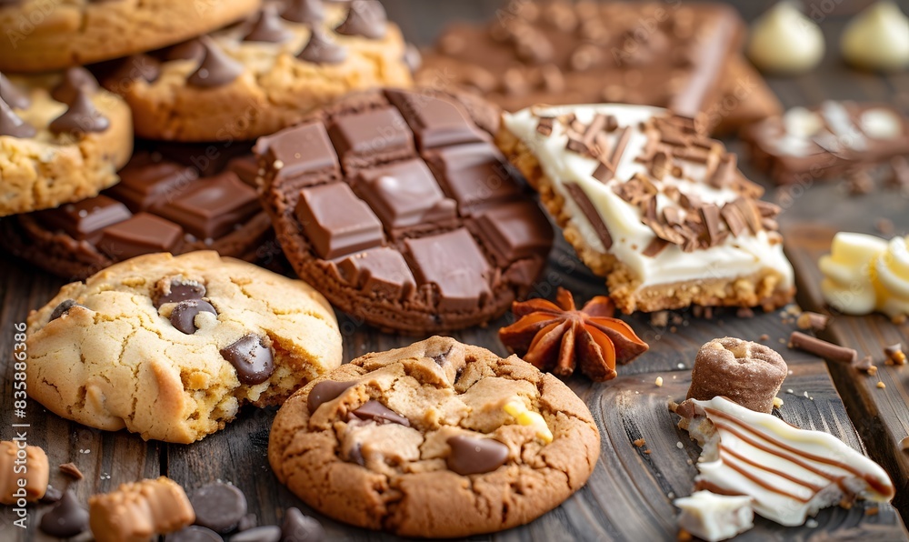 Sweet treats including cookies biscuits and creamy snacks, Generative AI Sweet treats including cookies biscuits and creamy snacks, Generative AI