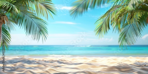 Palm Trees Framing a Sunny Beach in Summer