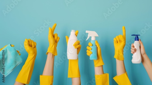 The cleaning hands uplifted photo