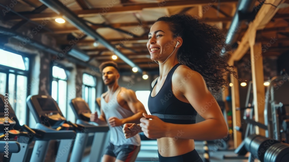 Fototapeta premium The Athletes on Treadmills