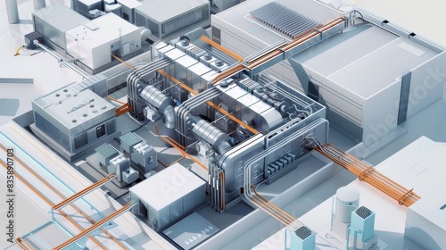 An educational diagram illustrating the anatomy of a building's HVAC system generated by AI photo
