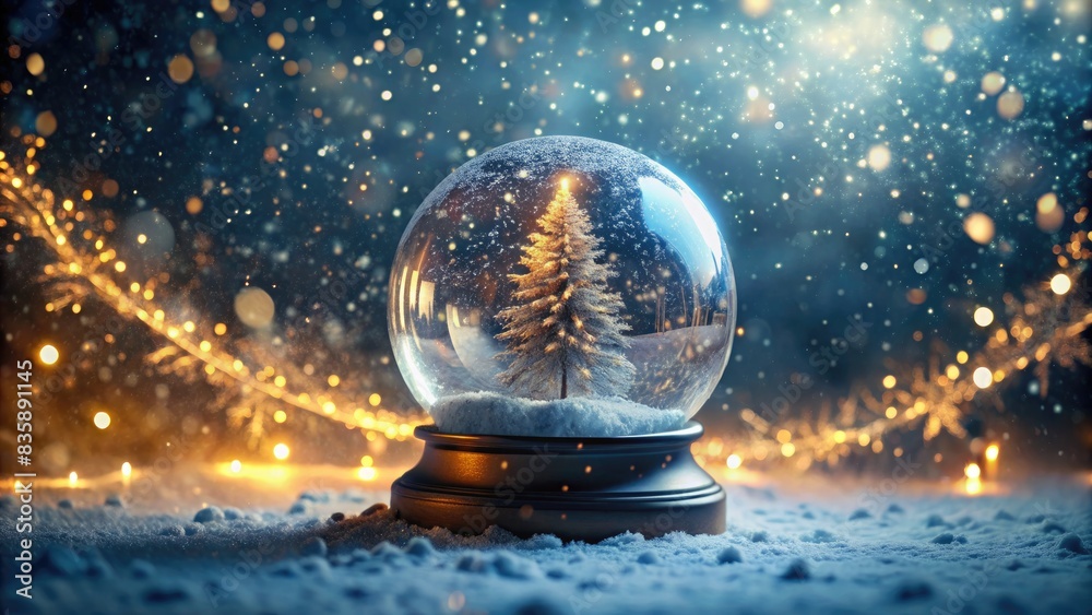 Snow globe with a tree and falling snowflakes. Snow globe with a tree and falling snowflakes.