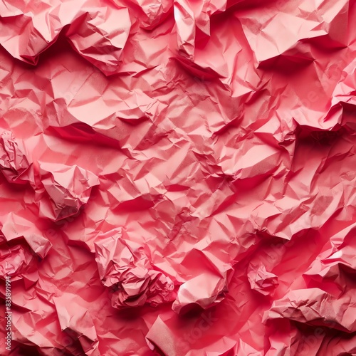 A crumpled pink paper texture filling the entire frame © monkik.