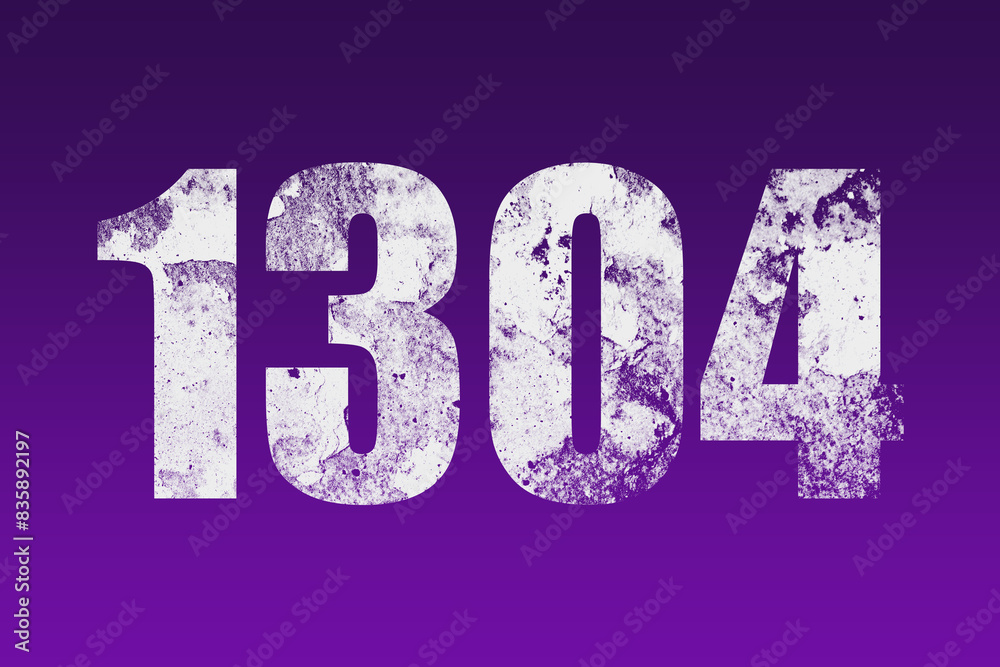 flat white grunge number of 1304 on purple background. flat white grunge number of 1304 on purple background.