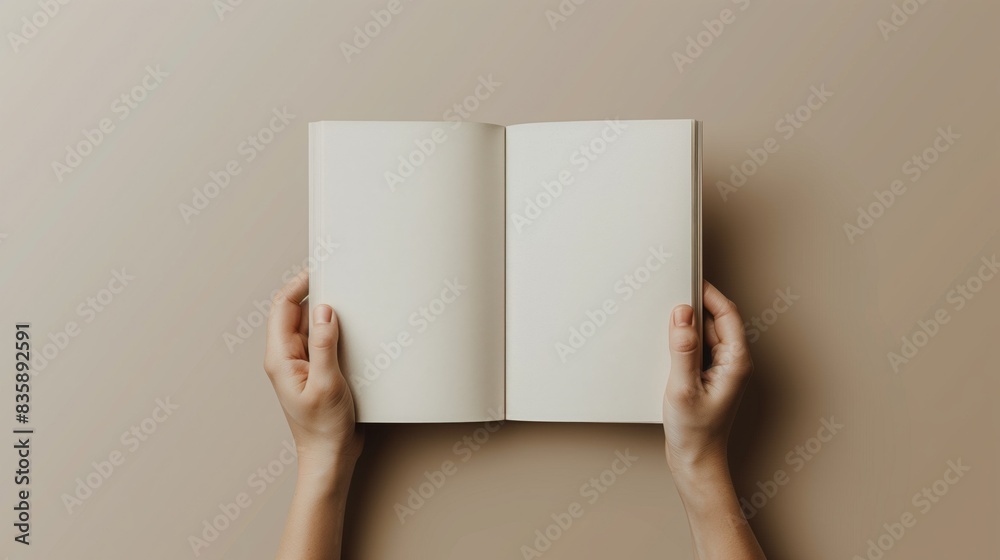 A person holding an open book in their hands A person holding an open book in their hands
