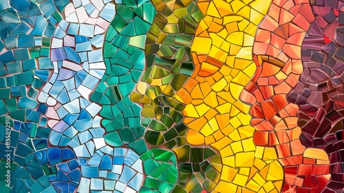 A colorful mosaic representing diverse consumer groups, with each segment characterized by unique needs, behaviors, and preferences photo