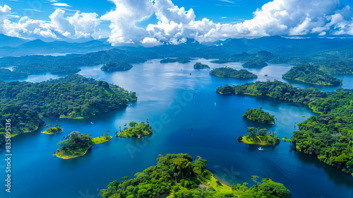 Majestic aerial view of the amazon rainforest and waterways
