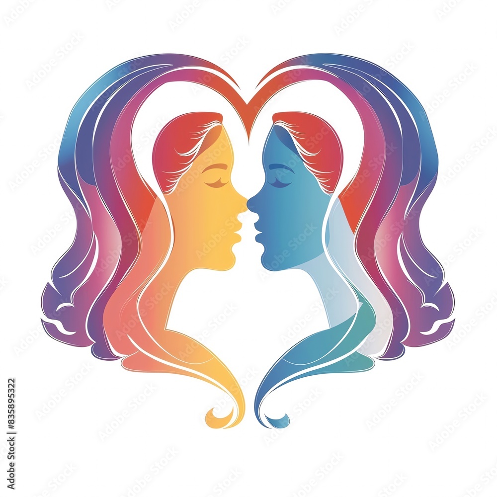 Double Venus symbol, representing lesbian pride, diecut design Double Venus symbol, representing lesbian pride, diecut design