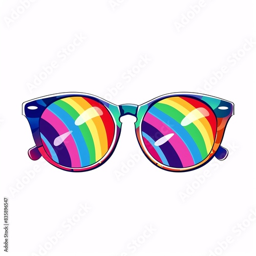 Pridethemed sunglasses with rainbow colors, LGBTQIA fashion photo