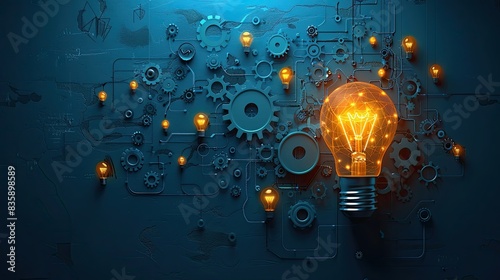 A background featuring a light bulb and gears, symbolizing innovation, creativity, and problem-solving.