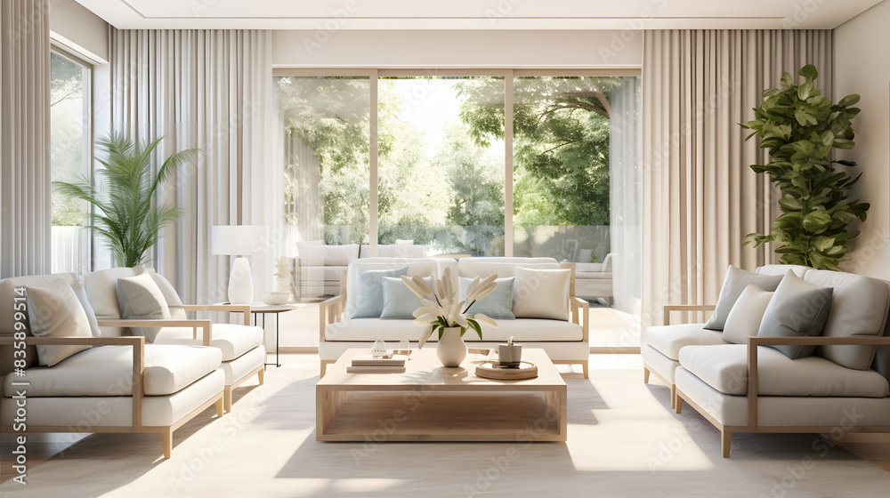 Fototapeta premium natural light streaming into a modern living room