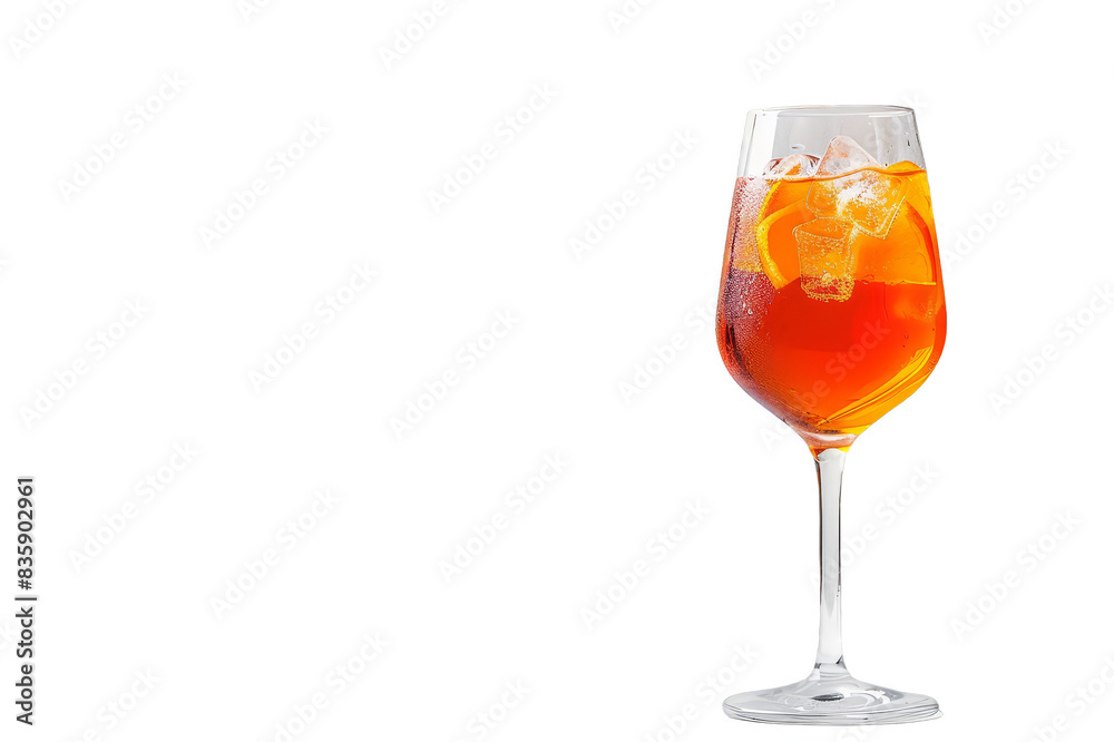 Cold cocktail Aperol spritz in an elegant glass on a transparent background Cold cocktail Aperol spritz in an elegant glass on a transparent background