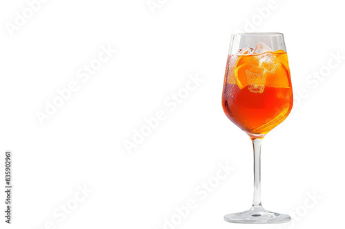 Cold cocktail Aperol spritz in an elegant glass on a transparent background