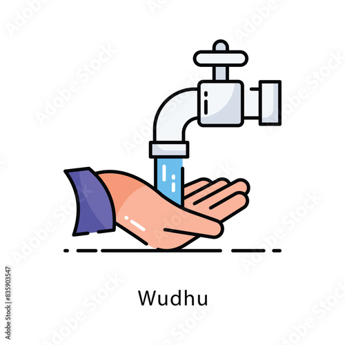 Wudhu vector filled outline icon style illustration. Symbol on White background EPS 10 File