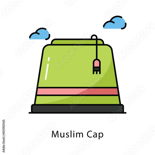 Muslim Cap vector filled outline icon style illustration. Symbol on White background EPS 10 File