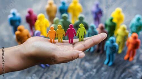 A leader extending a hand to welcome a diverse group of team members, with a circle of inclusion symbolizing an environment where everyone's voice is heard and valued