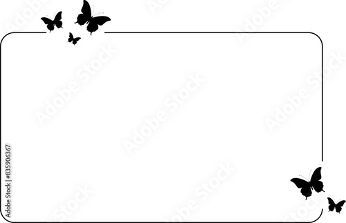Butterfly frames  Black butterflies silhouettes