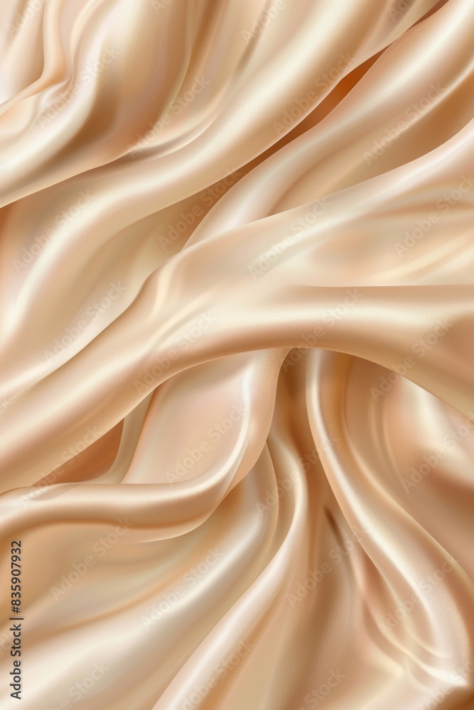 A beige background features a smooth satin fabric texture, suitable for design and digital art, presenting a realistic vector illustration of elegant cloth in a peach fuzz color. A beige background features a smooth satin fabric texture, suitable for design and digital art, presenting a realistic vector illustration of elegant cloth in a peach fuzz color.