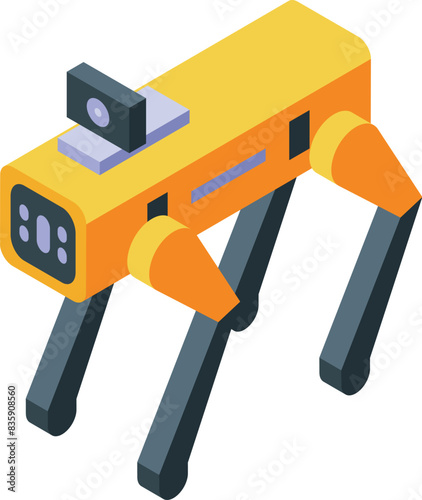 Isometric vector of a yellow electronic theodolite for precise distance measurement