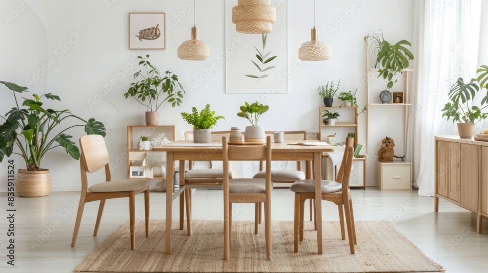 A Scandinavian dining room with light wood furniture, simple design, and natural light --ar 16:9 --style raw Job ID: 16a71e08-28b4-4242-903d-c36b70b5825e A Scandinavian dining room with light wood furniture, simple design, and natural light --ar 16:9 --style raw Job ID: 16a71e08-28b4-4242-903d-c36b70b5825e
