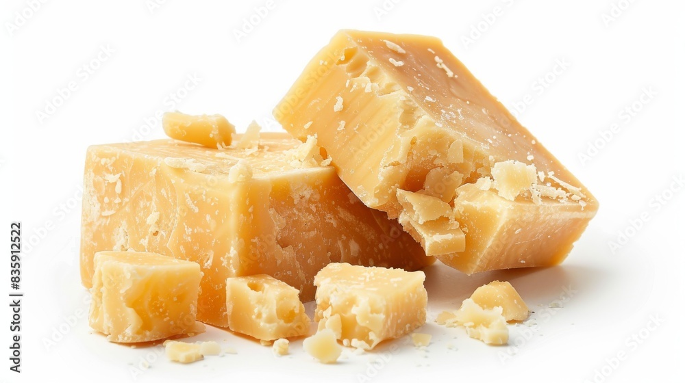 A close-up of a block of Parmesan cheese, partially grated A close-up of a block of Parmesan cheese, partially grated