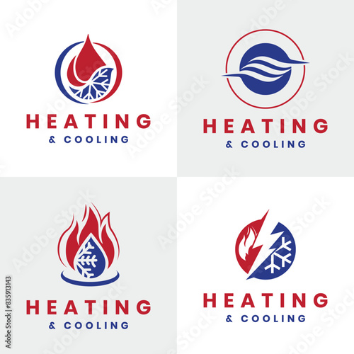 Heating and Cooling Logo design creative modern collection HVAC Solutions