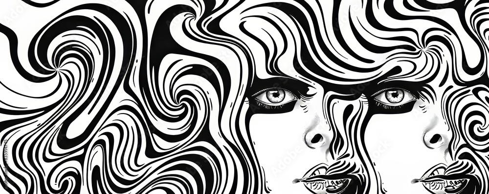 Fototapeta premium Black And White Swirl Portrait