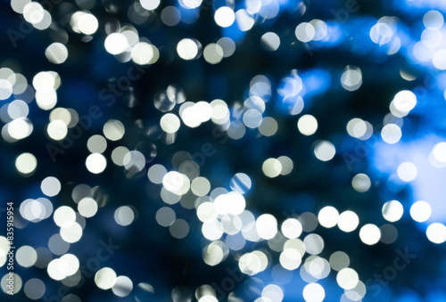 New Year's blurry garlands glow, blue background