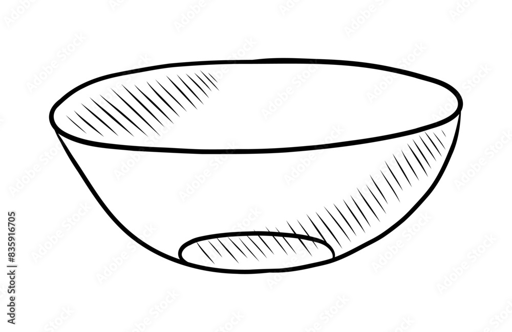 BLACK AND WHITE VECTOR CONTOUR DRAWING OF A KITCHEN BOWL BLACK AND WHITE VECTOR CONTOUR DRAWING OF A KITCHEN BOWL