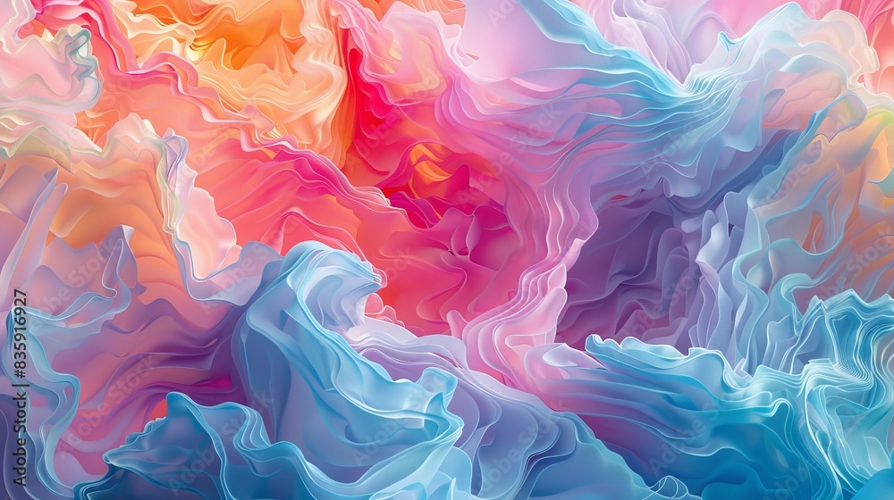 Obraz premium Color Storm series. 3D Illustration of colorful waves of virtual foam to serve as wallpaper or background on the subject of art and design
