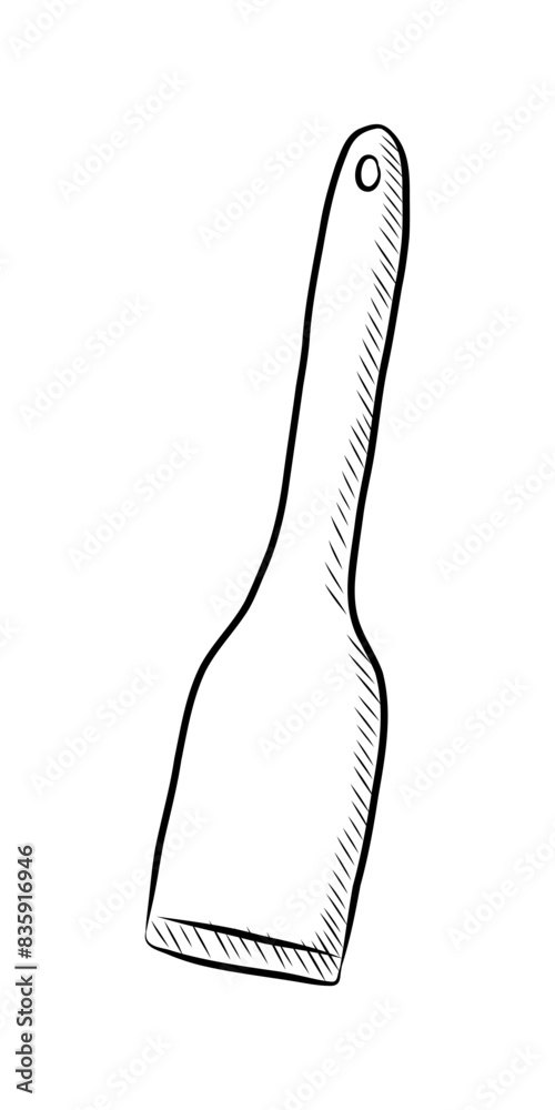 BLACK WHITE VECTOR CONTOUR DRAWING OF KITCHEN SILICONE SPATULA BLACK WHITE VECTOR CONTOUR DRAWING OF KITCHEN SILICONE SPATULA