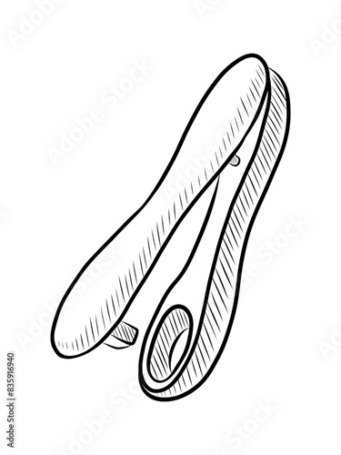 BLACK AND WHITE VECTOR CONTOUR DRAWING OF A CHERRY PITTING DEVICE
