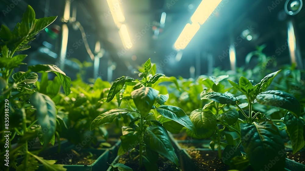 Fototapeta premium Futuristic Space Greenhouse for Long Missions Cultivating Sustainable Food Production