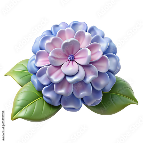 Hydrangea flower embroidered patch badge Hyperrealistic Highly Detailed Isolated On Transparent Background Png File