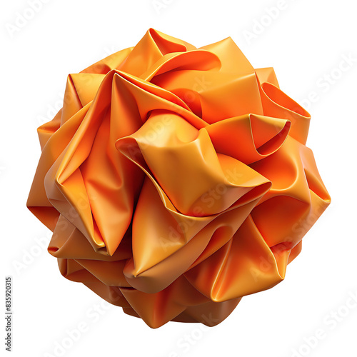 Crumpled Orange Paper Texture Hyperrealistic Highly Detailed Isolated On Transparent Background Png File