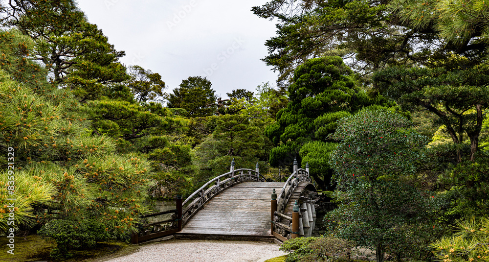 bridge in emperors garden Kyoto bridge in emperors garden Kyoto