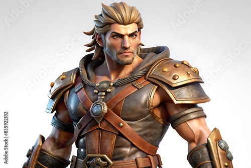 3d Illustration Of Fantasy Game hero character, 3D Handsome Character, 3d Gaming Character, Fantasy Game Main Lead Character 
