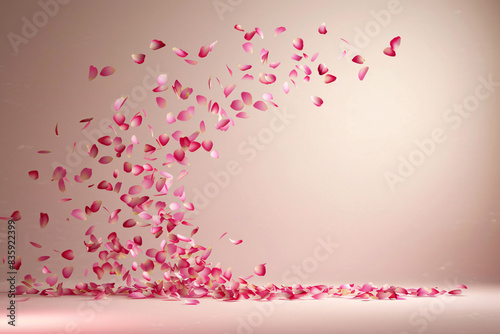 A pink background filled with hearts petls flowers photo